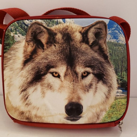Lunchbox Adventure Planet 3D Embossed Wolf Bag Side Beverage Cooler School NEW - Picture 1 of 5